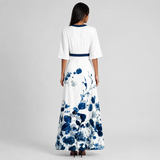Women's Floral Wrap V-Neck Flared Maxi Dress