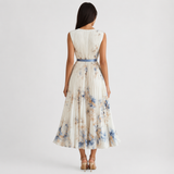 Women's Pleated V-Neck Midi Occasion Dress