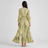 Women's Pleated V-Neck Midi Occasion Dress