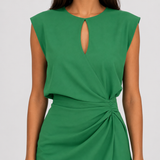 Women's Ruched Midi Dress with Front Cut-Out