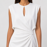 Women's Ruched Midi Dress with Front Cut-Out