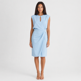 Women's Ruched Midi Dress with Front Cut-Out