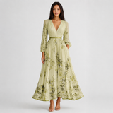 Women's Pleated V-Neck Midi Occasion Dress