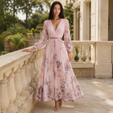 Women's Pleated V-Neck Midi Occasion Dress