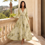Women's Pleated V-Neck Midi Occasion Dress