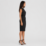 Women's Ruched Midi Dress with Front Cut-Out