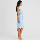 Women's Ruched Midi Dress with Front Cut-Out