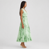 Women's Pleated V-Neck Midi Occasion Dress