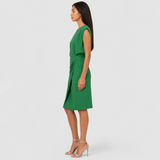 Women's Ruched Midi Dress with Front Cut-Out
