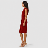 Women's Ruched Midi Dress with Front Cut-Out