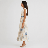 Women's Pleated V-Neck Midi Occasion Dress