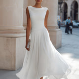 Women's Sleeveless Pleated Flared Midi Dress