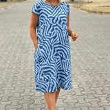Ladies’ Abstract Print Midi Dress