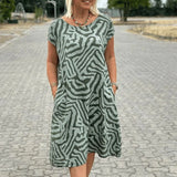 Ladies’ Abstract Print Midi Dress