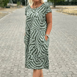 Ladies’ Abstract Print Midi Dress