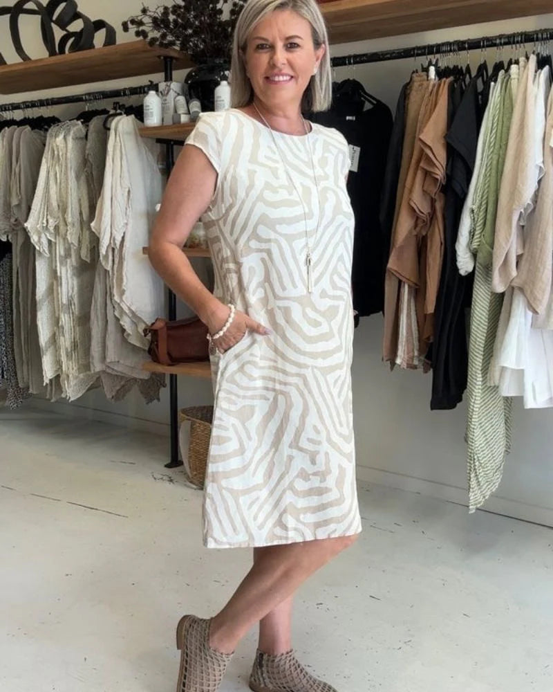 Ladies’ Abstract Print Midi Dress