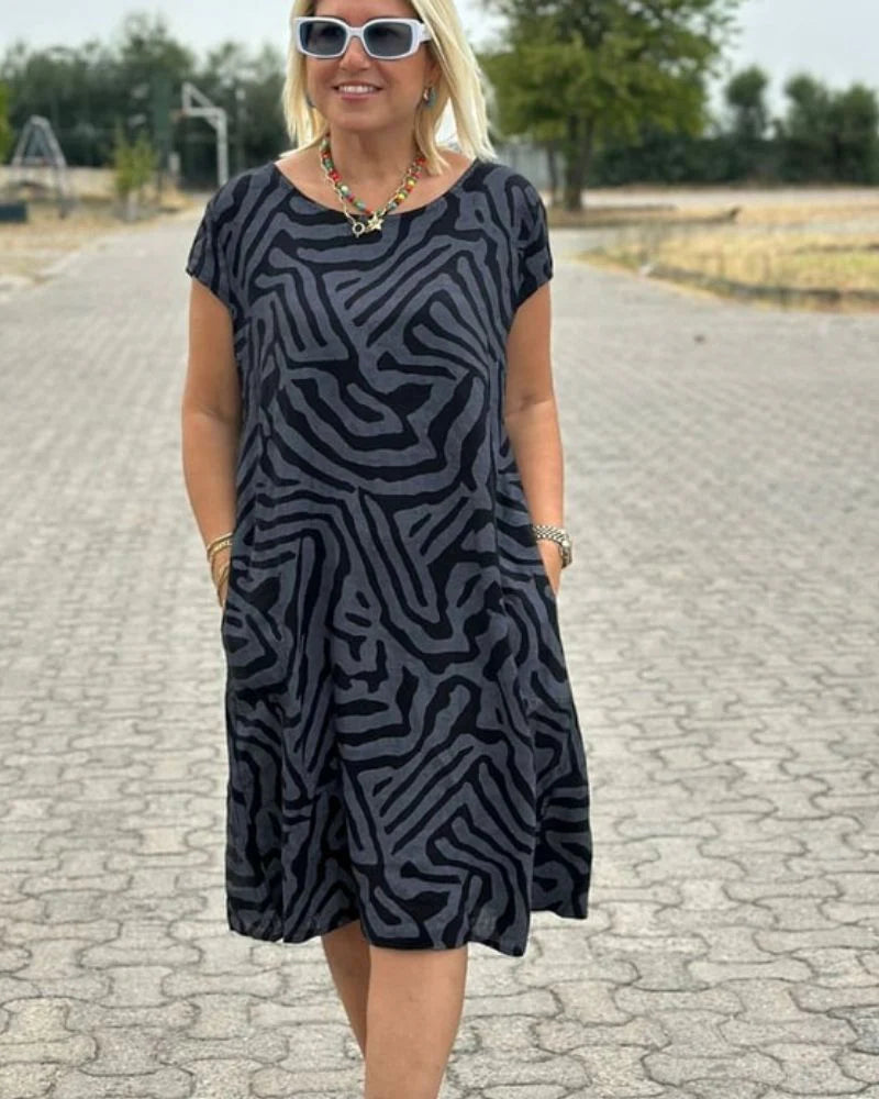 Ladies’ Abstract Print Midi Dress