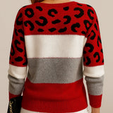 Ladies’ Leopard Print Knitted Jumper