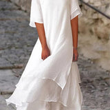 Women's Short Sleeve A-Line Midi Dress