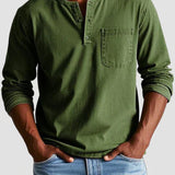 Men's Long Sleeve Henley Pocket Shirt