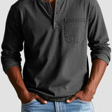 Men's Long Sleeve Henley Pocket Shirt