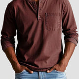 Men's Long Sleeve Henley Pocket Shirt