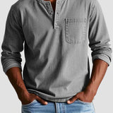 Men's Long Sleeve Henley Pocket Shirt