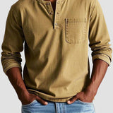 Men's Long Sleeve Henley Pocket Shirt