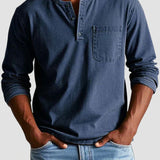 Men's Long Sleeve Henley Pocket Shirt