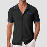 Men's Textured Short Sleeve Polo Shirt