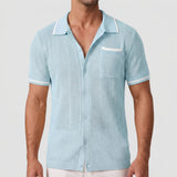 Men's Textured Short Sleeve Polo Shirt