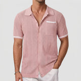 Men's Textured Short Sleeve Polo Shirt