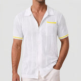 Men's Textured Short Sleeve Polo Shirt