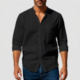 Men's Textured Long Sleeve Button-Front Shirt