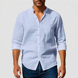 Men's Textured Long Sleeve Button-Front Shirt