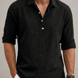 Men's Textured Quarter-Zip Long Sleeve Shirt