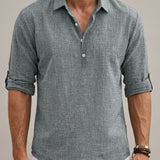 Men's Textured Quarter-Zip Long Sleeve Shirt