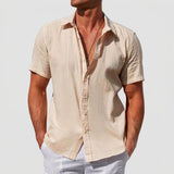 Men's Textured Short Sleeve Button-Front Shirt