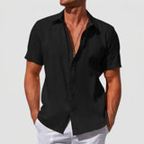 Men's Textured Short Sleeve Button-Front Shirt