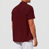 Men's Textured Short Sleeve Button-Front Shirt