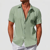 Men's Textured Short Sleeve Button-Front Shirt