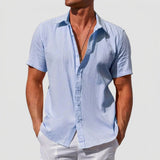 Men's Textured Short Sleeve Button-Front Shirt