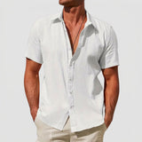 Men's Textured Short Sleeve Button-Front Shirt