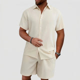 Men's Zip Collar Shirt and Shorts Set