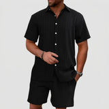 Men's Zip Collar Shirt and Shorts Set