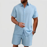 Men's Zip Collar Shirt and Shorts Set