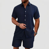 Men's Zip Collar Shirt and Shorts Set