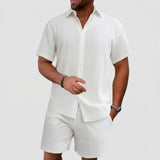 Men's Zip Collar Shirt and Shorts Set