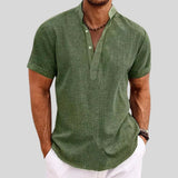 Men's Textured Henley Short Sleeve Shirt