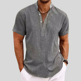 Men's Textured Henley Short Sleeve Shirt